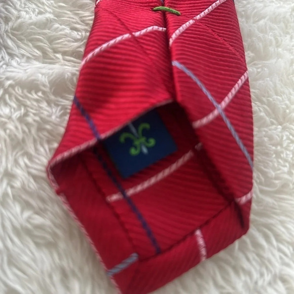 Haspel Fresh Tailored 100% Silk July 4th Tie Red White and Blue Diagonal Pattern - Picture 7 of 13